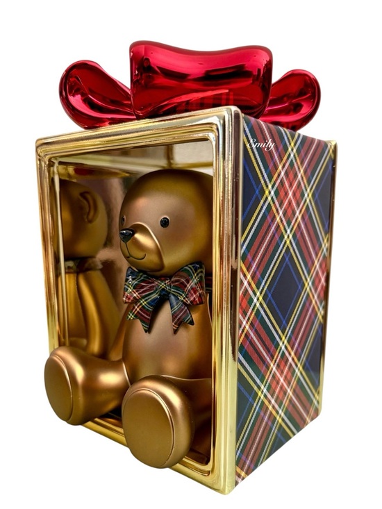 Bath & Body Works Other - Bath & Body Works Gold TEDDY BEAR PRESENT Pedestal 3-Wick Candle Holder 🧸